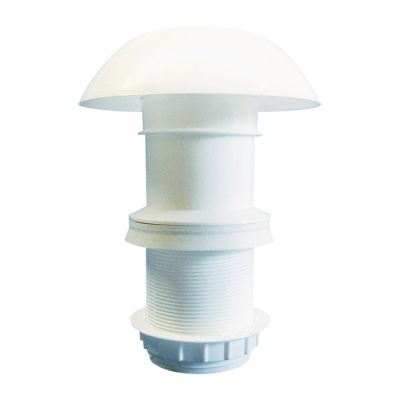 válvula de descarga de plástico branco com tampa redonda