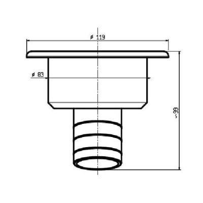 Desenho técnico de um encaixe cilíndrico com medidas em mm
