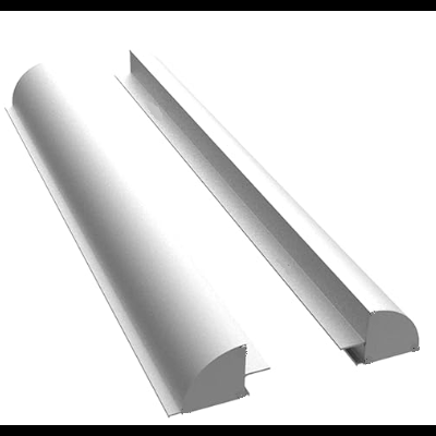 Perfis semicirculares em alumínio branco com acabamento liso