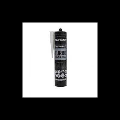 Tubo de cola adesiva QUIADSA FILA+PLUS TURBO PEGADO 3 SEG preto com texto branco