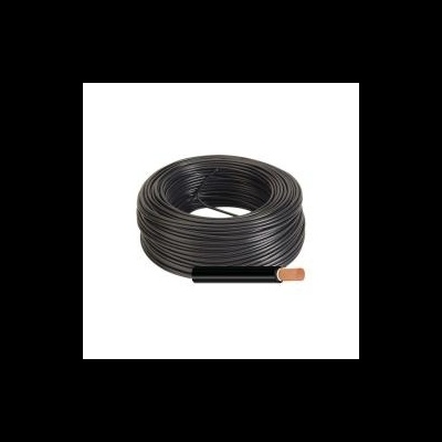 Rolo de cabo elétrico preto com núcleo de cobre exposto