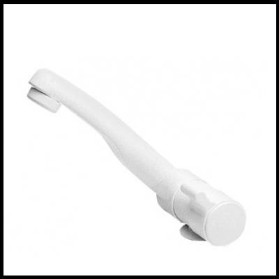 Peça plástica branca alongada com base circular vazada