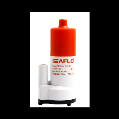 bomba elétrica submersível branca com tampa laranja SEAFLO