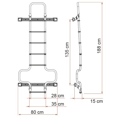 Desenho técnico de estrutura tubular com barras e dimensões em centímetros