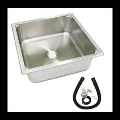 Lavatório de inox quadrado com acessórios de instalação