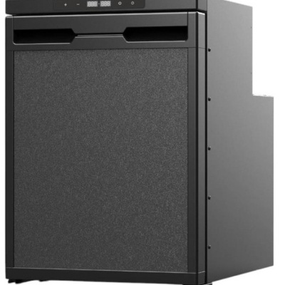 Máquina de lavar loiça compacta preta com painel digital e visor LED