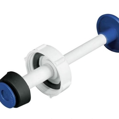 Campânula para desentupir ralos com cabo branco e ventosas azuis e preto