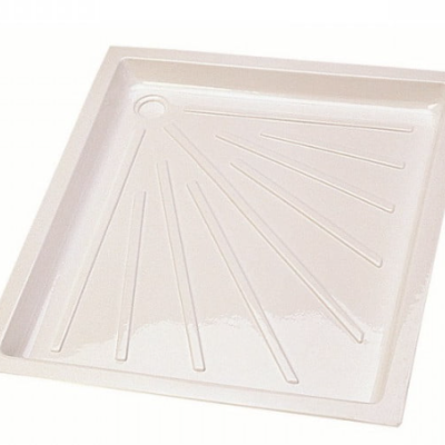 Base de duche quadrada branca com padrão radiante