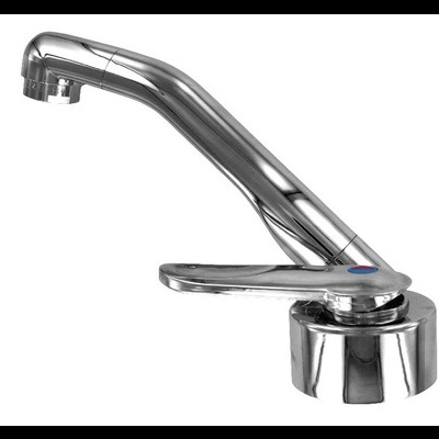 Torneira de cozinha cromada com alavanca e indicador de água quente/fria