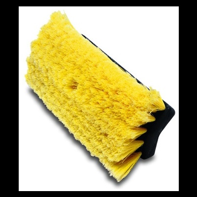 Escova de limpeza com cerdas amarelas e base preta
