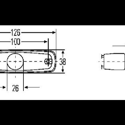 Desenho técnico de um fecho retangular com dimensões
