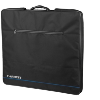 Mala preta quadrada com bolso frontal e pega superior da marca CARBEST