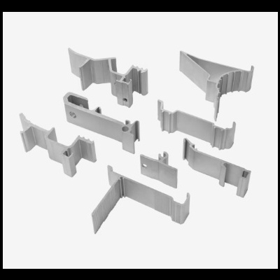 Conjunto de suportes plásticos cinzentos sobre fundo branco