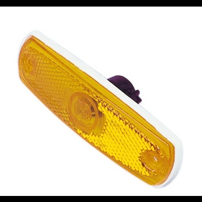 Refletor retangular amarelo com estrutura branca e textura tipo favo de mel
