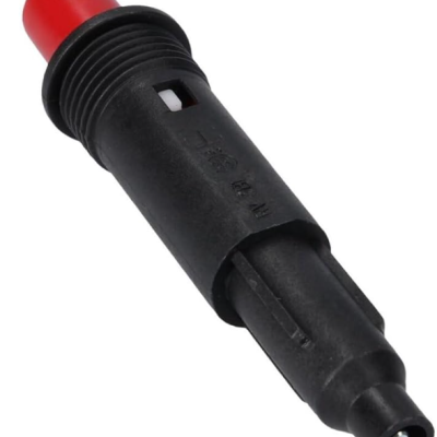 Conector elétrico plástico preto com parte superior vermelha