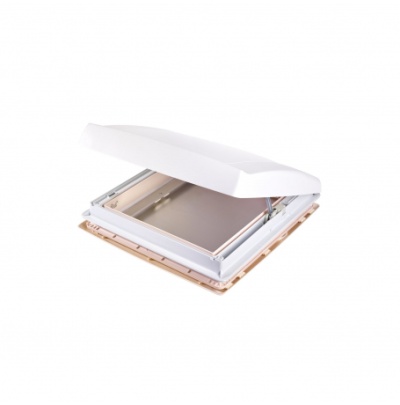 Claraboia branca com tampa aberta e moldura bege