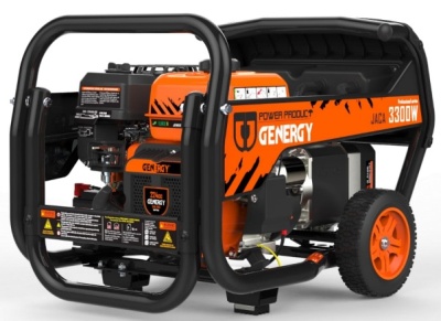 Gerador portátil Genery JACA 3300W laranja e preto com rodas