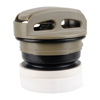 Vedante de torneira cinzento, preto e branco com formato cilíndrico