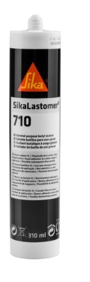 Cartucho de vedante SikaLastomer 710 com embalagem branca e rótulo preto