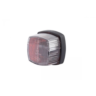 Luz traseira para bicicleta com corpo preto e visor transparente e vermelho