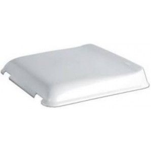 Tampa quadrada branca de plástico com bordas arredondadas