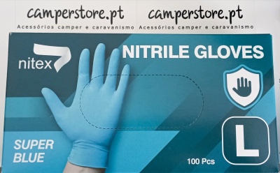 Caixa de luvas de nitrilo azuis Nitex SUPER BLUE tamanho L com 100 unidades