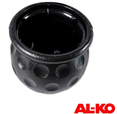 Recipiente redondo preto com textura de pontos e logo AL-KO