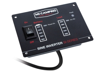 Painel preto de inversor MC CAMPING com interruptor e indicadores