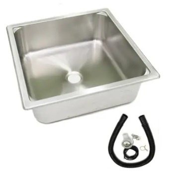 Lavatório de inox quadrado com acessórios de instalação