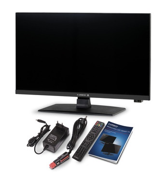 Televisor CARIBEST com acessórios e manual