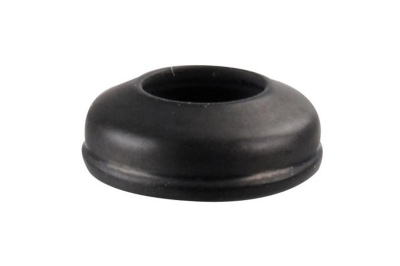 Anel ou vedante de borracha preto, circular, sobre fundo branco