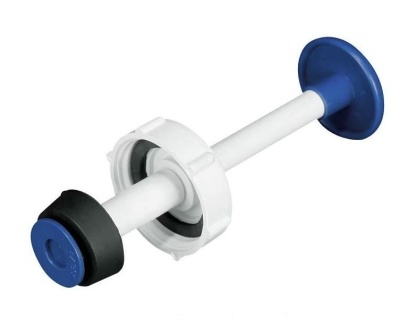 Campânula para desentupir ralos com cabo branco e ventosas azuis e preto