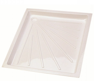 Base de duche quadrada branca com padrão radiante