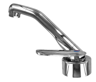 Torneira de cozinha cromada com alavanca e indicador de água quente/fria