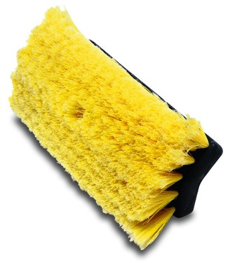 Escova de limpeza com cerdas amarelas e base preta