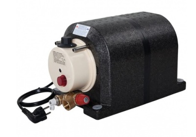 bomba de circulação com carcaça preta texturada e componente frontal branco com botões vermelho e preto