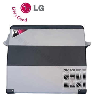 Aparelho electrónico LG cinzento com grelha e logotipo