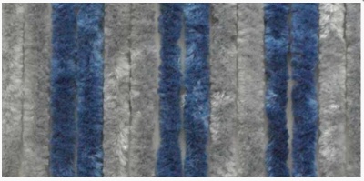 Tecido macio listrado azul e cinzento com textura felpuda