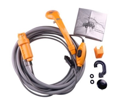 Cabo longo cinzento com ponta laranja, controlador e acessórios