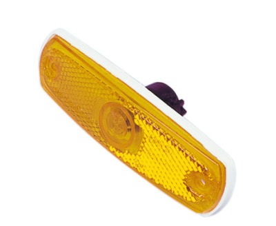 Refletor retangular amarelo com estrutura branca e textura tipo favo de mel