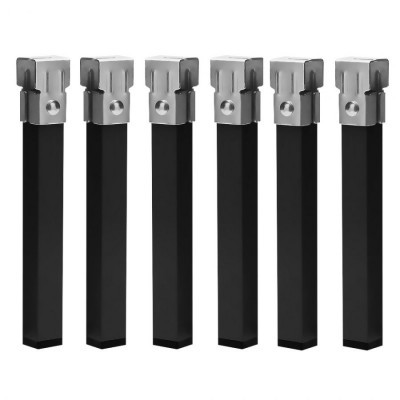 Conjunto de seis pernas móveis metálicas prateadas com corpo preto para móveis