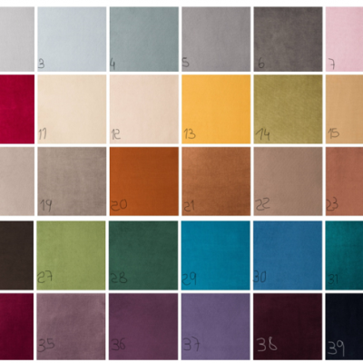 Paletas de tecido sólidas numeradas com várias cores e texturas