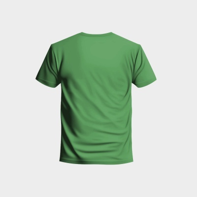 T-shirt verde lisa de costas com gola redonda e manga curta