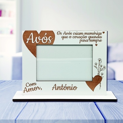 Moldura de fotografias com texto para avós e assinatura personalizada
