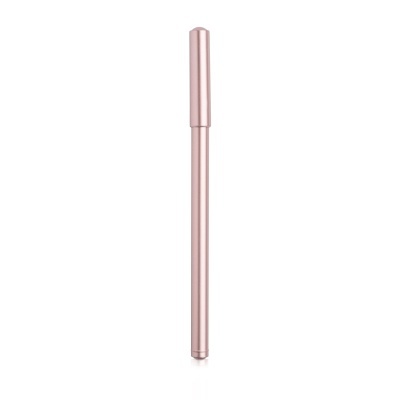 Caneta reutilizável rosa ouro com design liso e metálico
