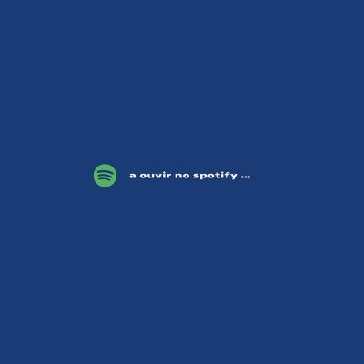 Imagem com fundo azul, logótipo Spotify e texto a ouvir no spotify ...