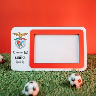 Moldura de fotografia Benfica com texto para pai e bolas de futebol