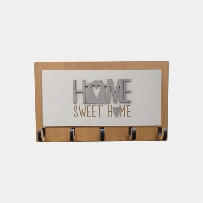 Suporte de parede para chaves com texto decorativo Home Sweet Home