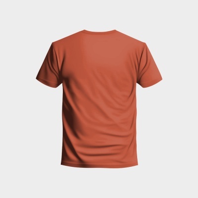 T-shirt laranja de mangas curtas vista por trás