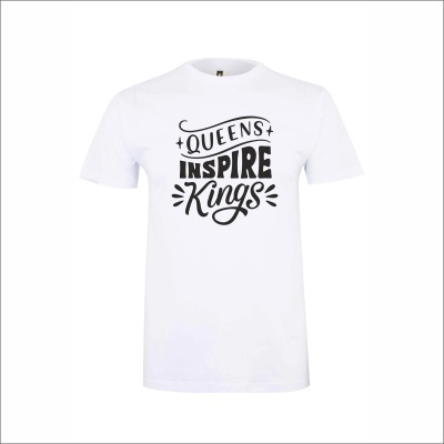 T-shirt branca com estampado preto QUEENS INSPIRE Kings